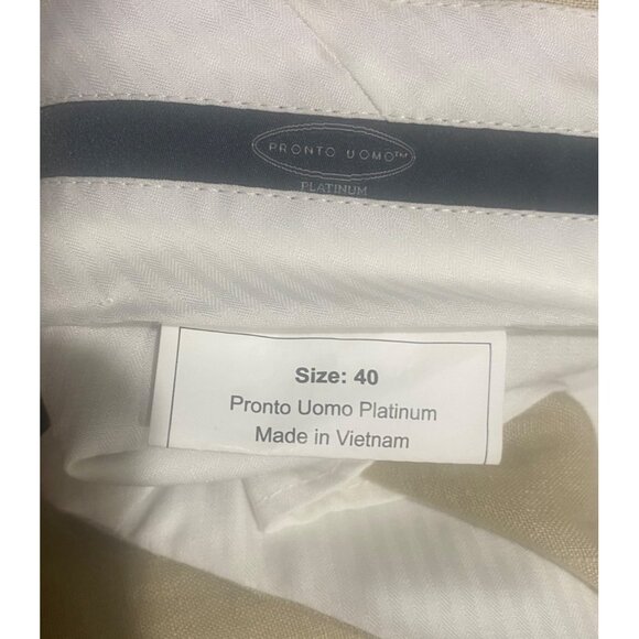 Pronto Uomo Platinum 100% Linen Dress Pants Mens Size 40 Beige Khaki Casual Busi - Picture 3 of 9